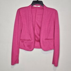 Hot Pink Blazer Cropped Waist Long Sleeve Elegant Style Women's Medium MINT
